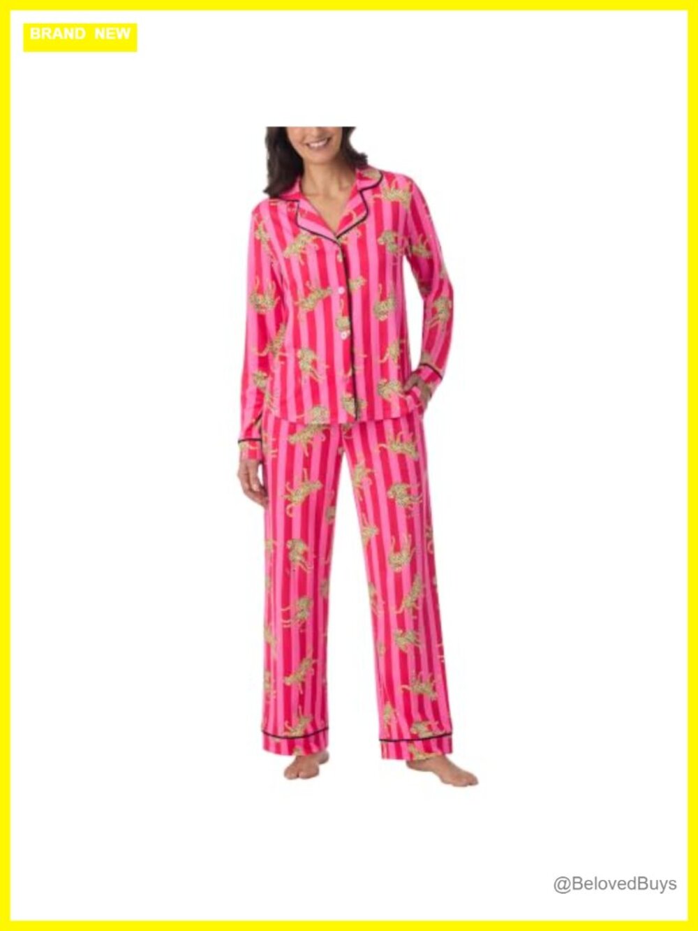 Womens 2-Piece Pajama Set Long Sleeve Notch Collar Lounge